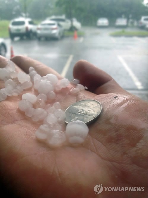 韓國大田突降暴雨 全州益山冰雹如豆（組圖）