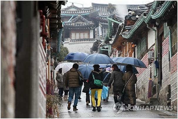 韓國：雨水降溫天氣澆滅踏青熱情【組圖】